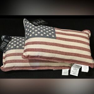 SET OF 2 RALPH LAUREN USA FLAG PILLOWS INDOOR OUTDOOR STARS STRIPES ALL WEATHER